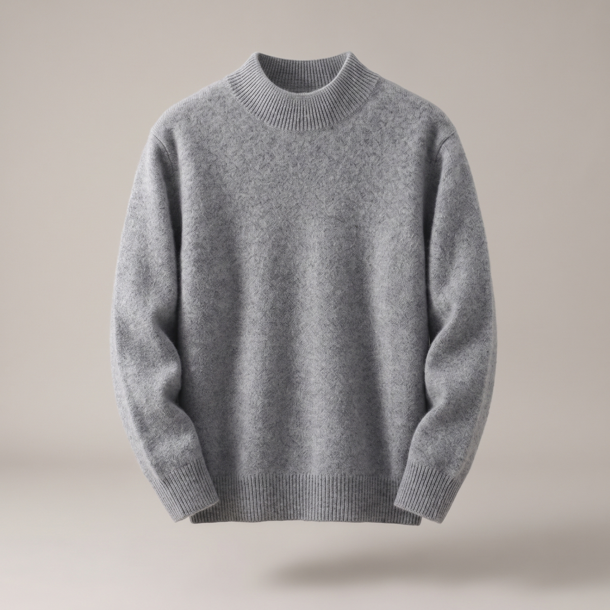 Ladies' Cosy Knitted Jumper with Stand-Up Collar and Ribbed Cuffs