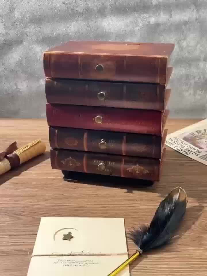 Classic Book-Shaped Storage Box with Five Drawers – Timeless Organisation for Home and Office