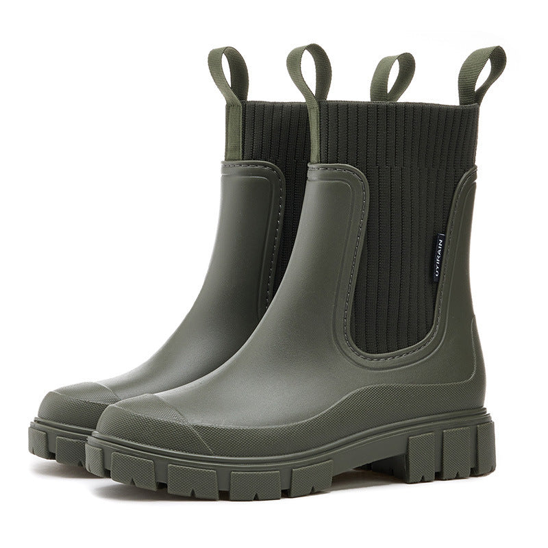 Botas de lluvia impermeables para mujer, con suela antideslizante