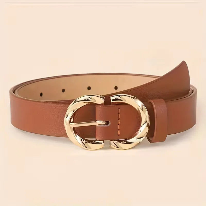 Narrow belt with metal buckles