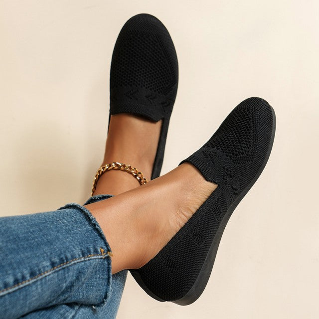 Sapatos leves sem atacadores para senhora, com malha respirável
