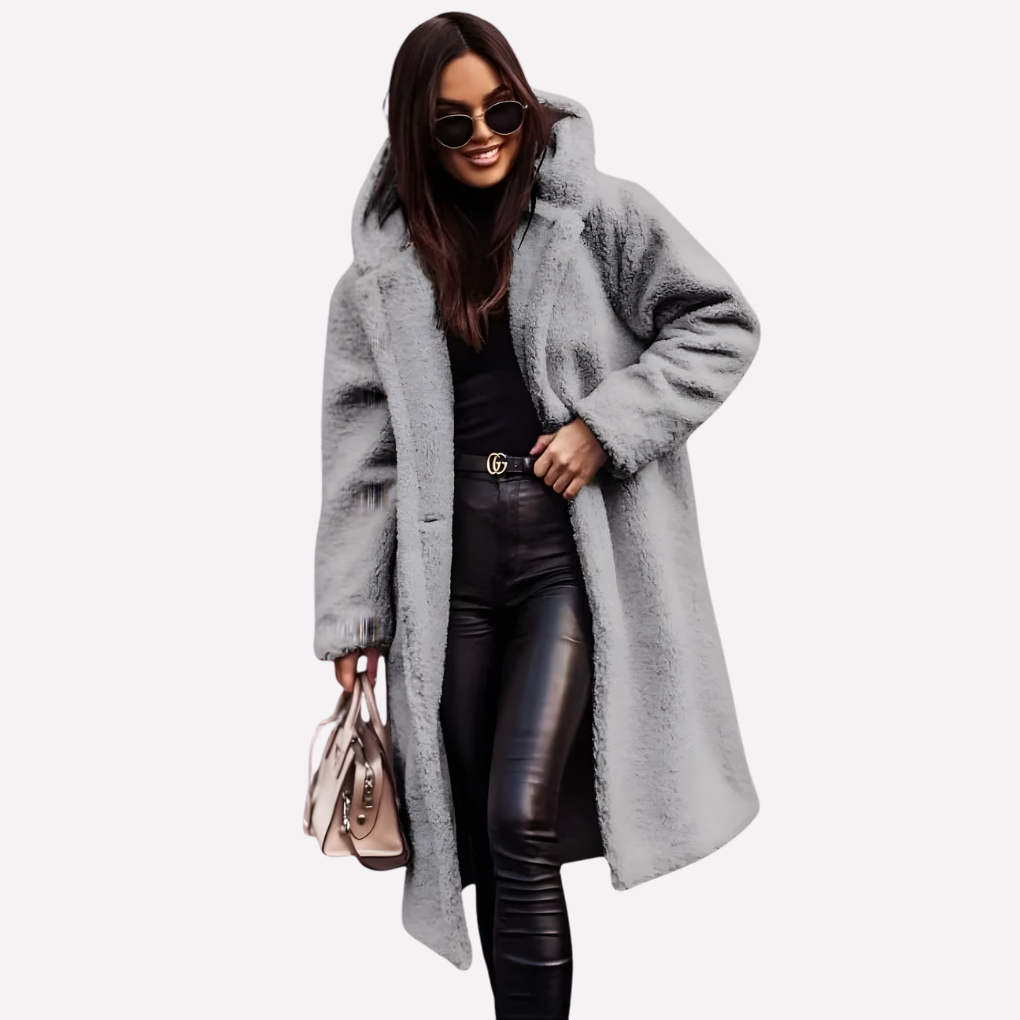 Ladies Hooded Coat with Button Closure