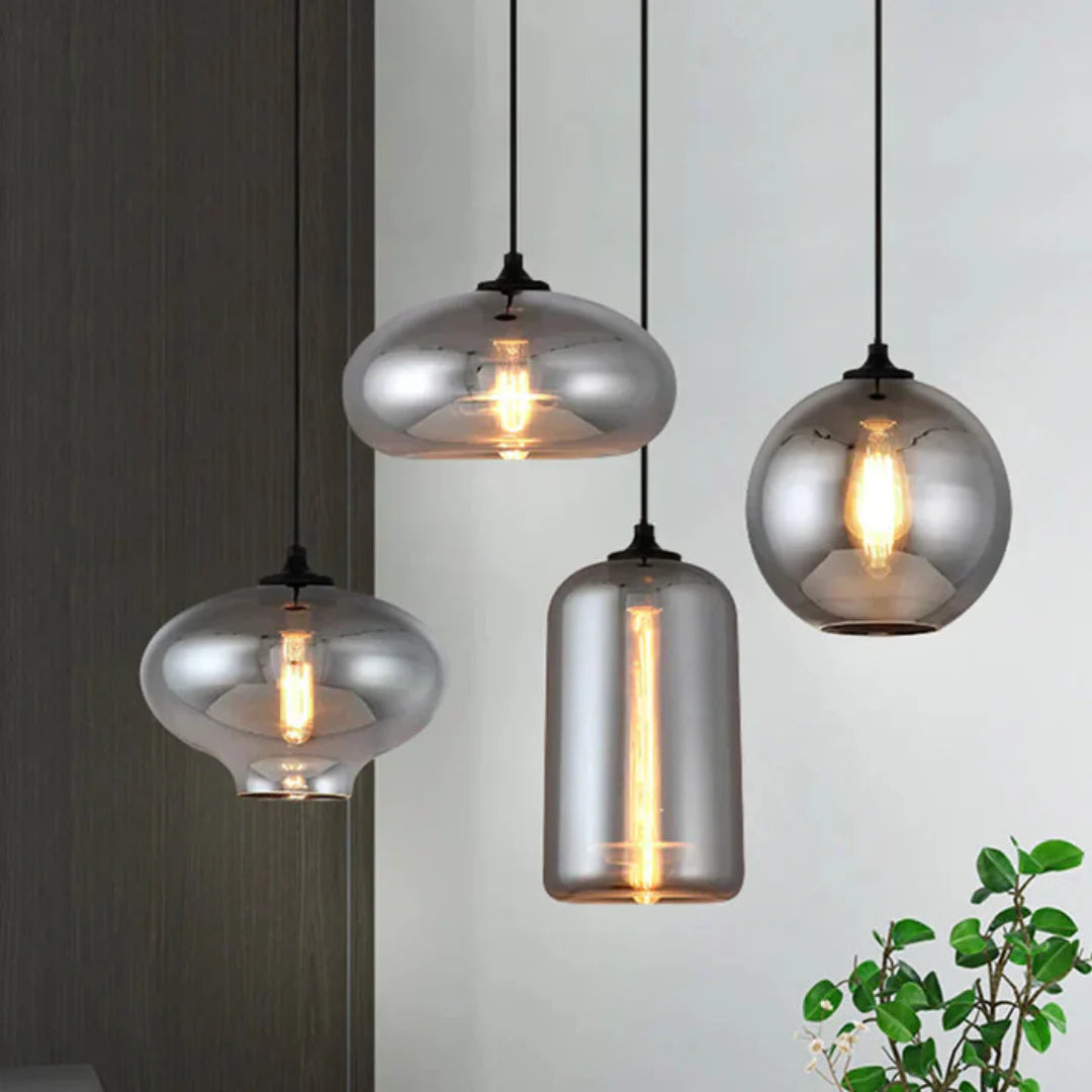 Lampada a sospensione Nordic Loft - Elegante paralume in vetro grigio
