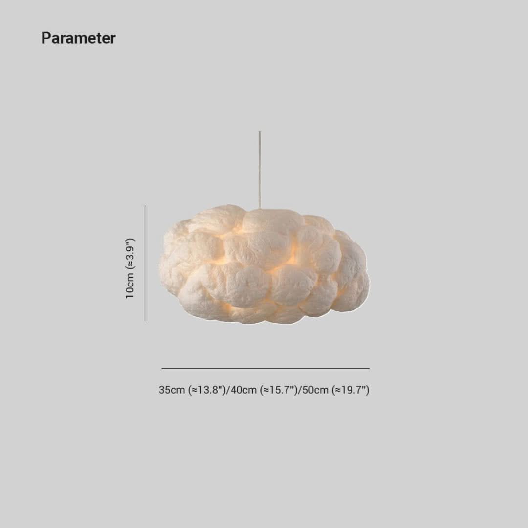Candeeiro suspenso LED Minori Design Cloud em PVC/algodão branco