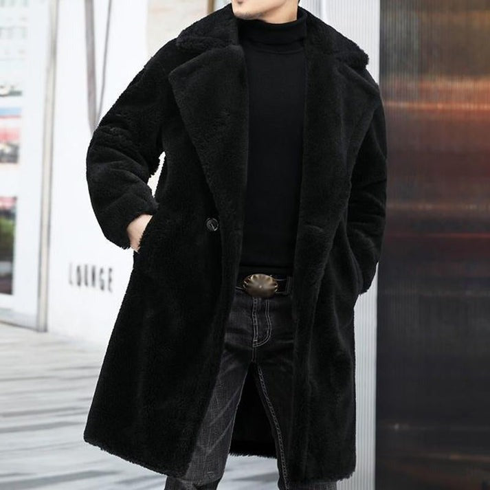 Cappotto invernale da uomo effetto teddy con chiusura a doppio bottone – Caldo, lussuoso e intramontabile