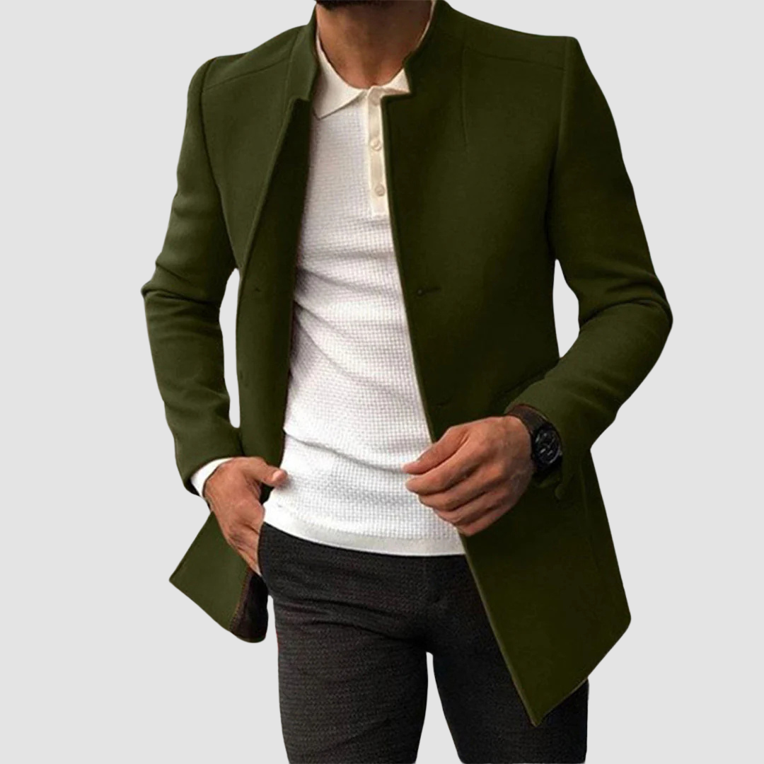 Classic Long Men's Coat for Winter and Autumn