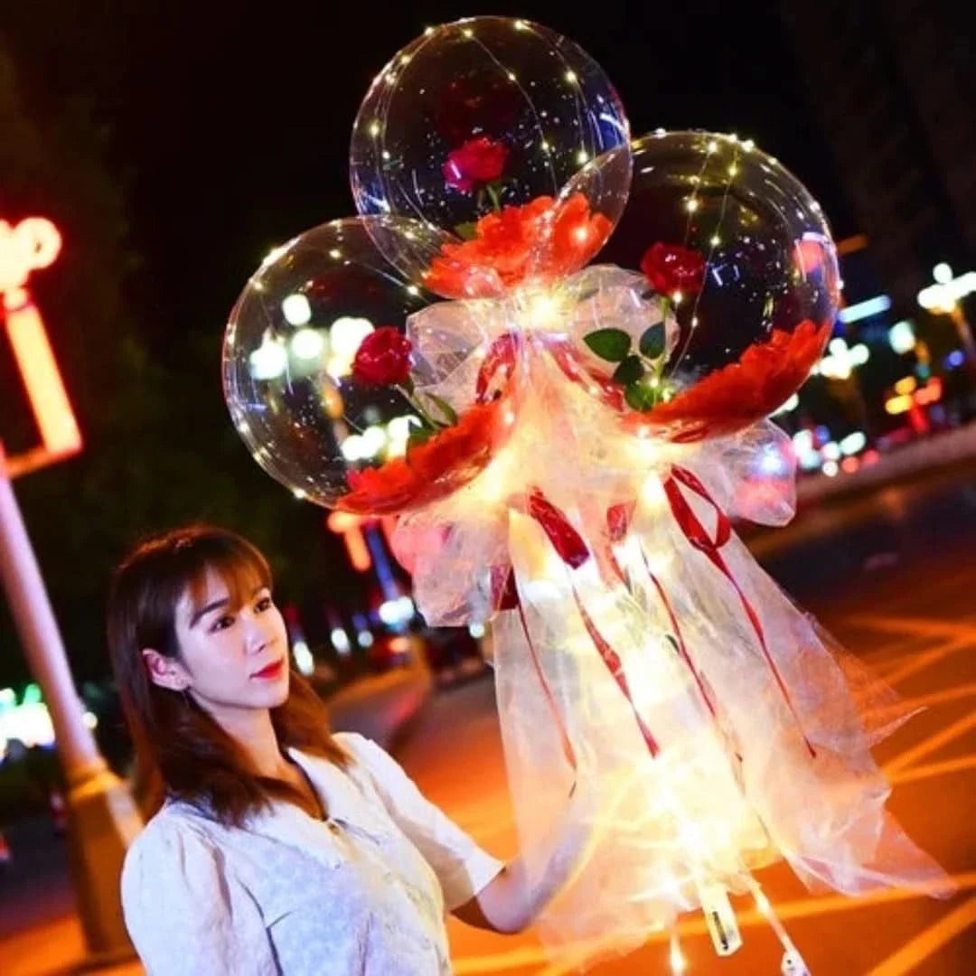Rosa globo | Ramo de rosas con globos LED