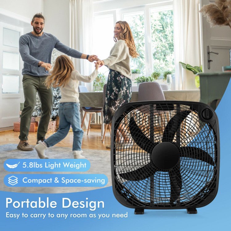 Ventilator de podea 20" - Răcire portabilă - 3 viteze - Control cu buton rotativ