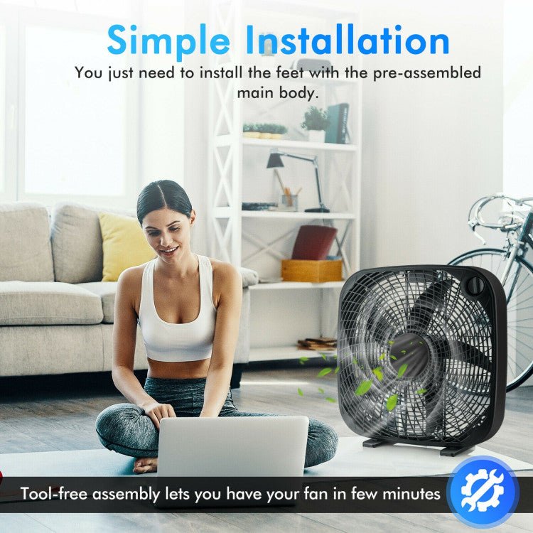 Ventilator de podea 20" - Răcire portabilă - 3 viteze - Control cu buton rotativ