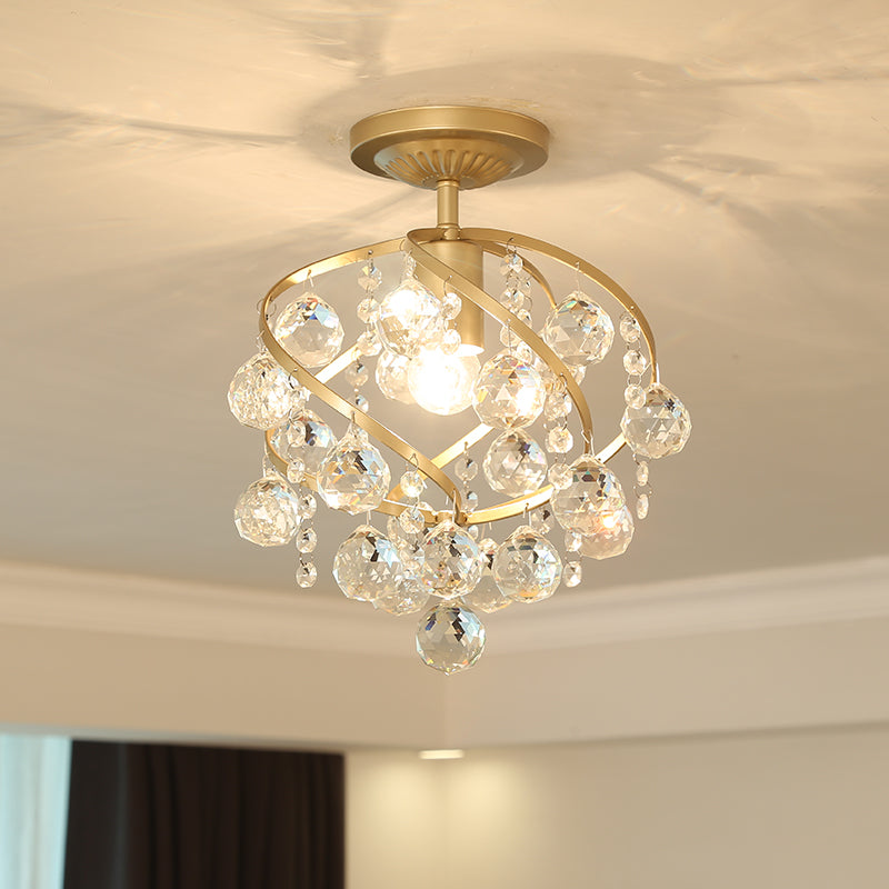 Luxury Crystal Ceiling Light with Brass Accents