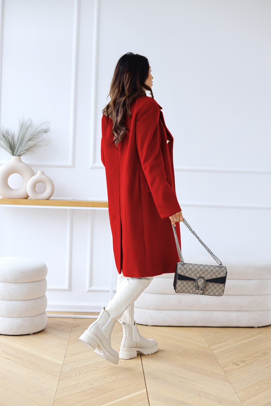 Ladies' Midi Winter Coat with Buttons