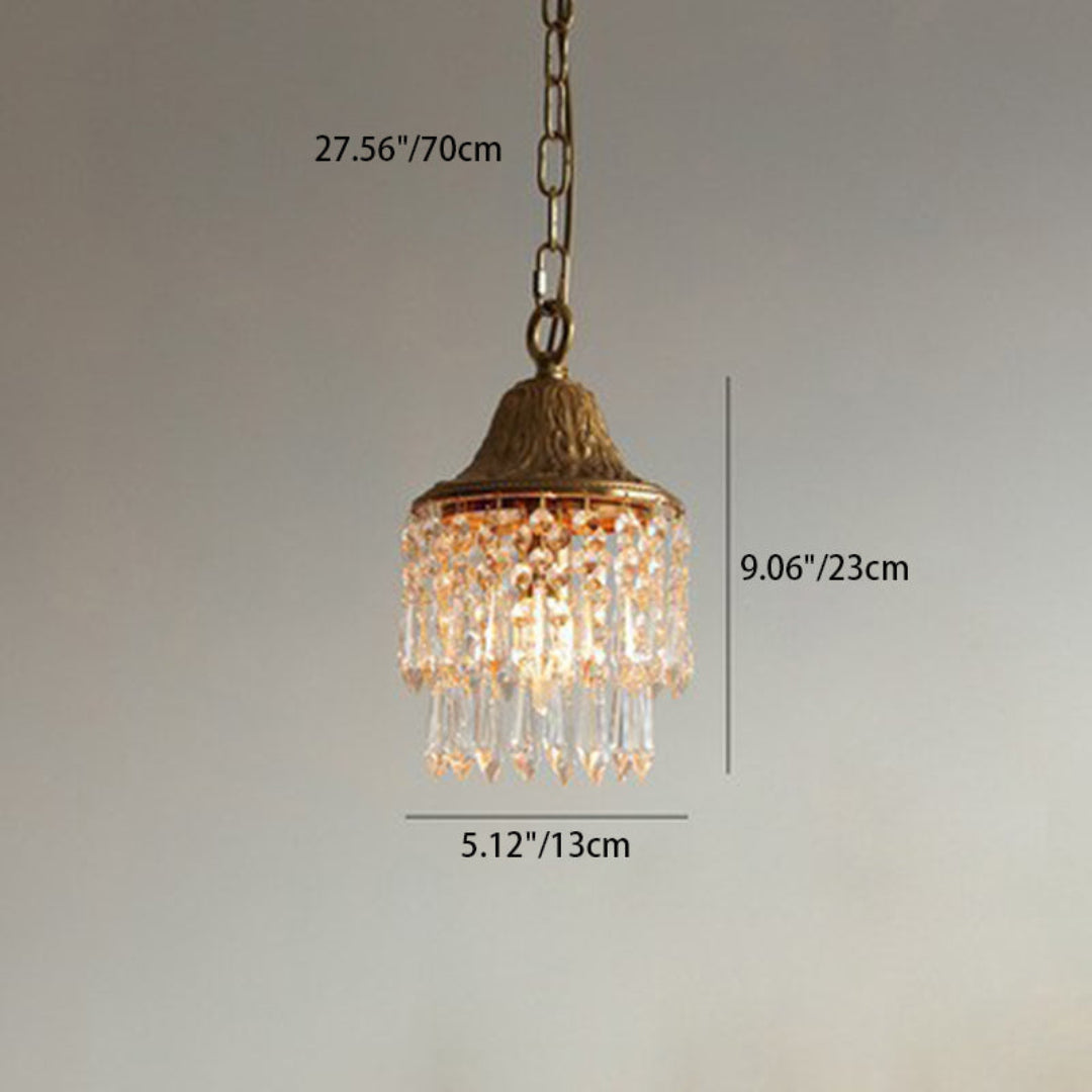 Luxury Gold Pendant Light with Crystal Drop Shape – 1 Light Point