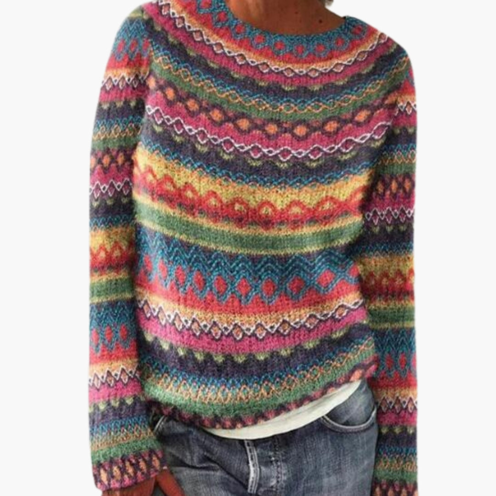 Maglione da donna lavorato a maglia con scollo rotondo