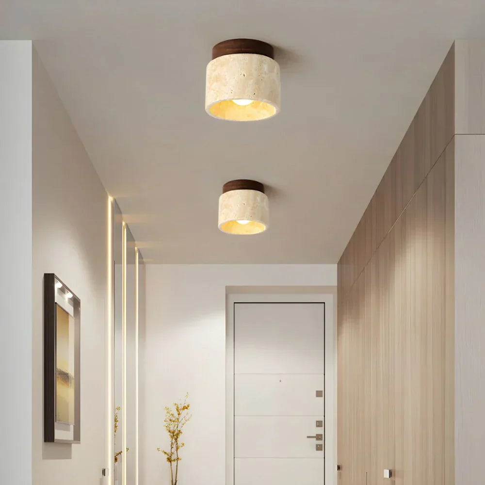 LED-plafondlamp van travertin - Retro en modern design