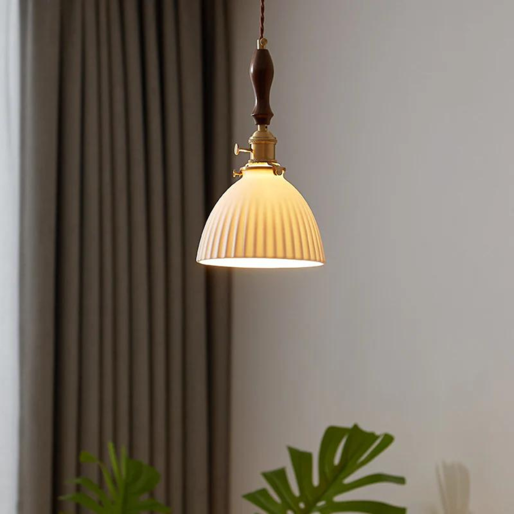 Lampada a sospensione vintage in ceramica - Il bagliore bianco
