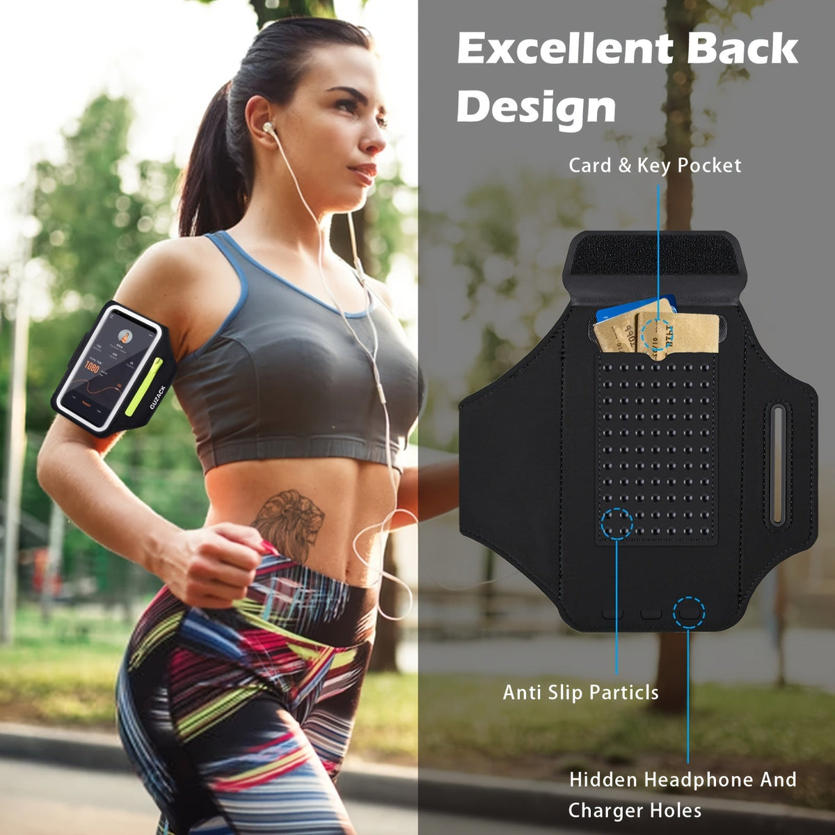Running Phone Holder with Earphone Case - Adjustable Armband for Athletes