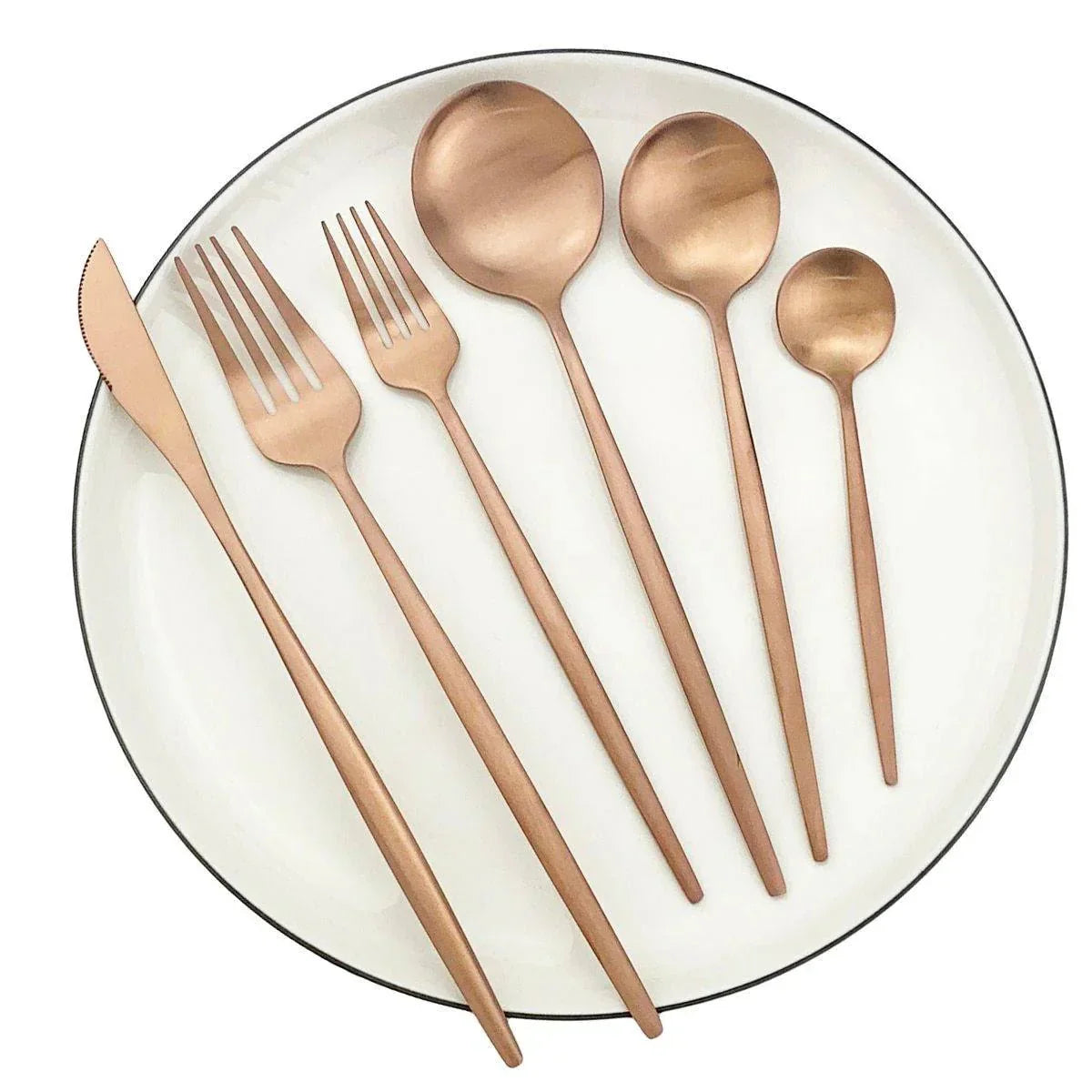 Set minimalista de cubiertos - Vajilla de acero inoxidable de 30 piezas para una mesa elegante