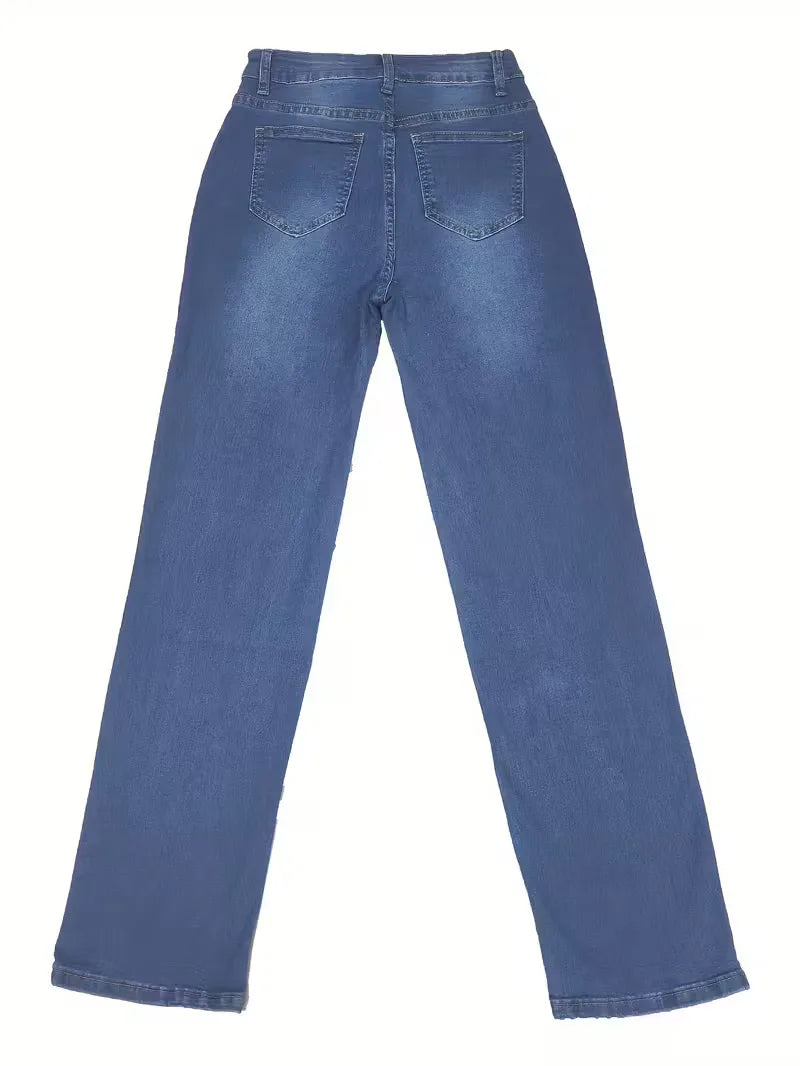 High-Waisted Straight Jeans