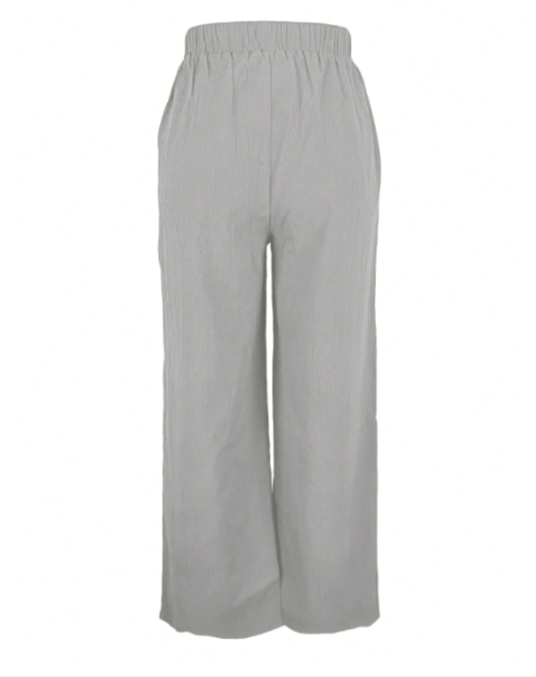 Comfortable Wide Trousers with Elastic Waist and Drawstring for Women