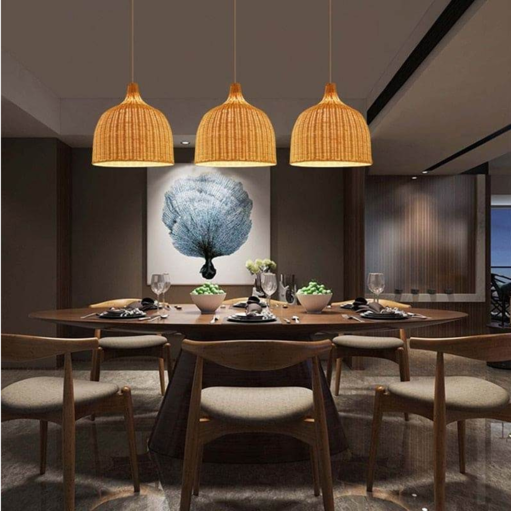 Abajur de teto em rattan entrançado – Elegância intemporal