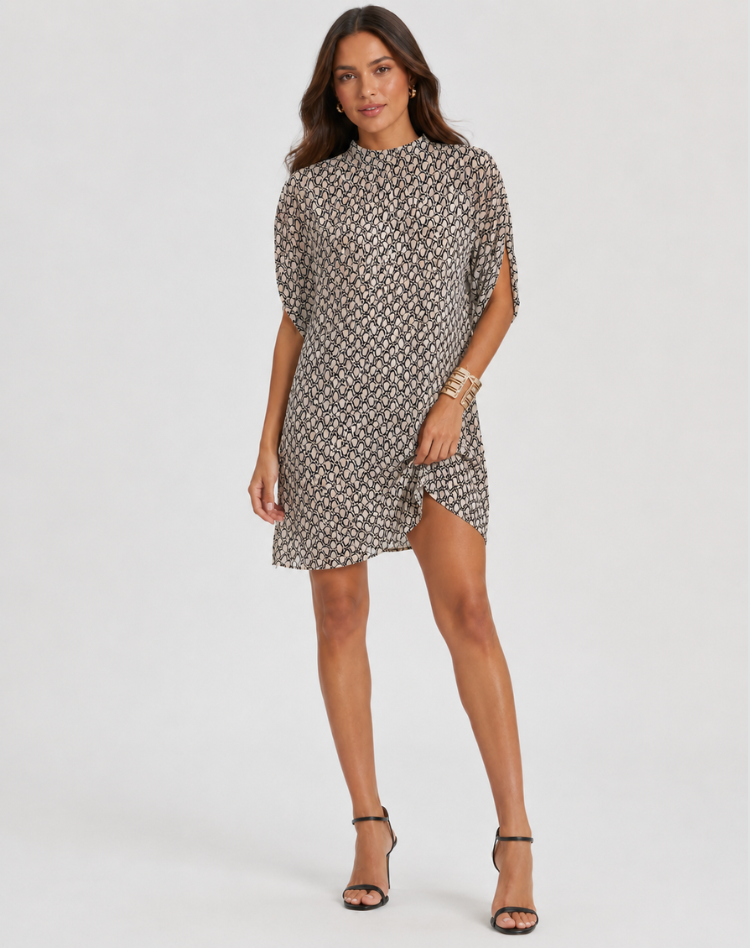 Mini Summer Dress for Women V-neck Print