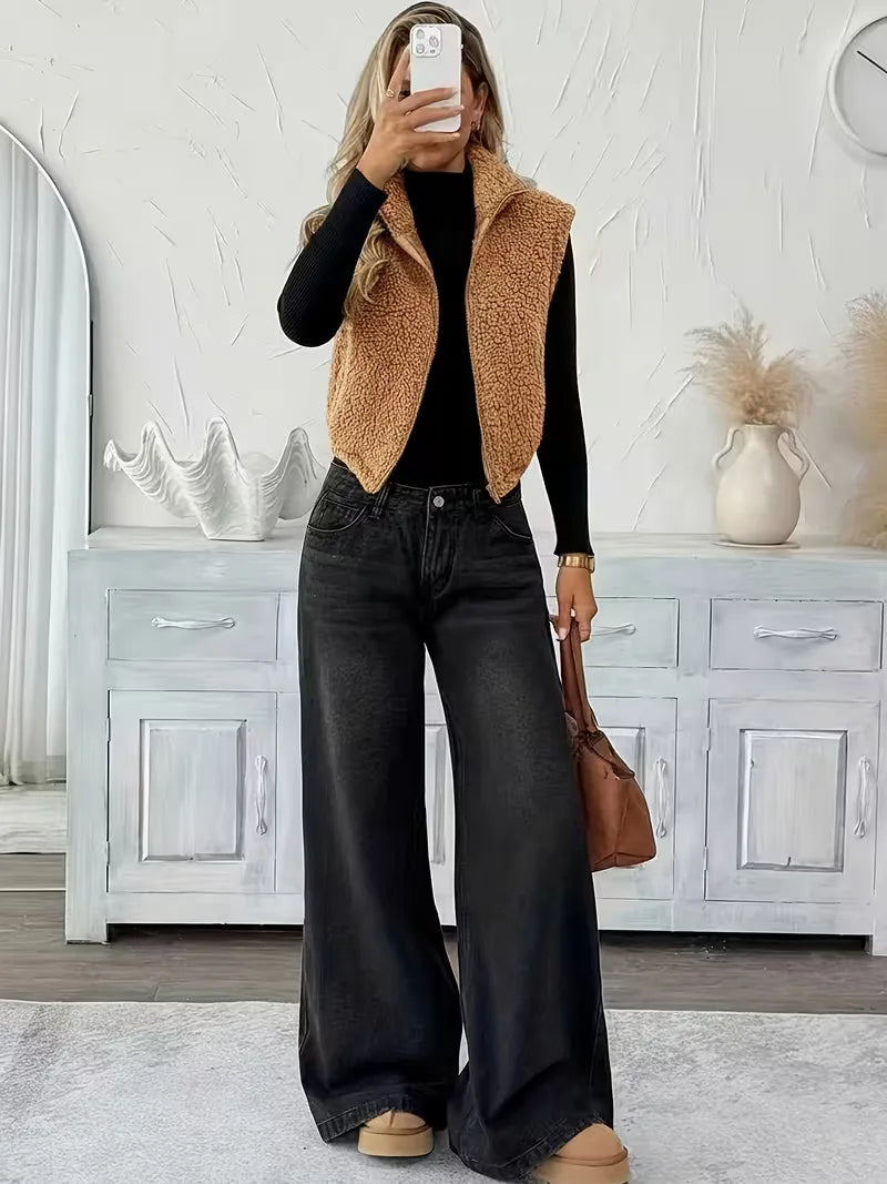 Gilet zippé avec fausse peau de mouton