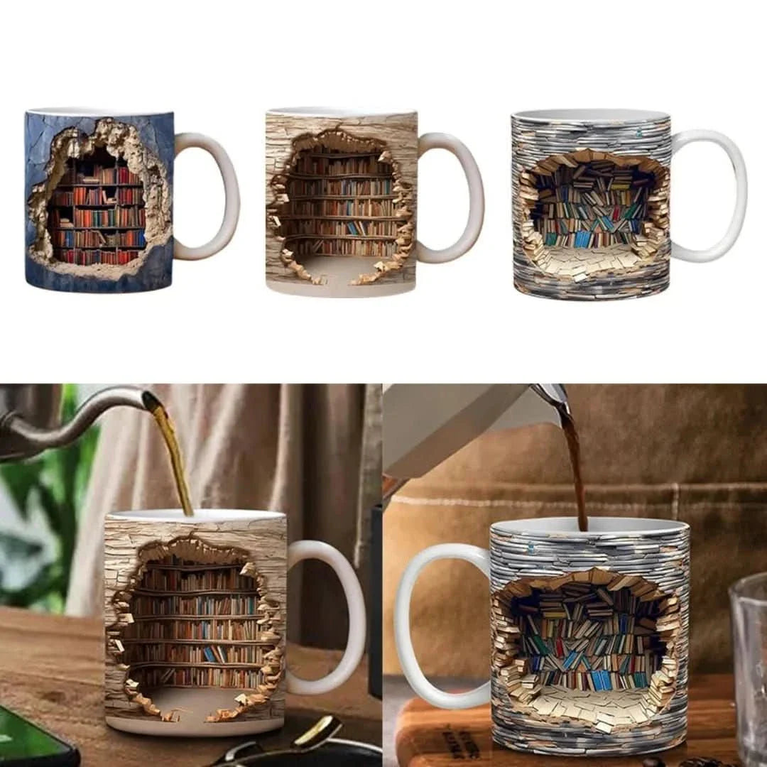 3D Bookshelf Mug