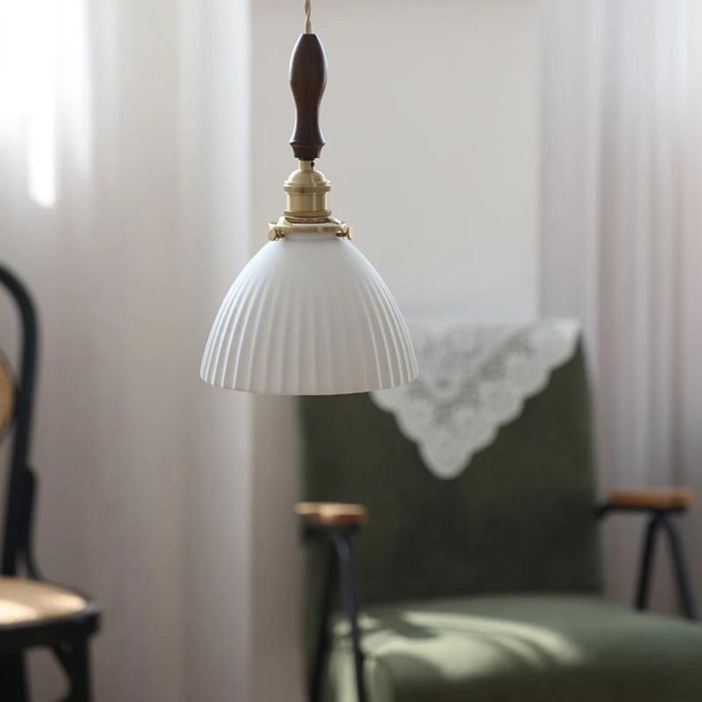 Lampada a sospensione vintage in ceramica - Il bagliore bianco
