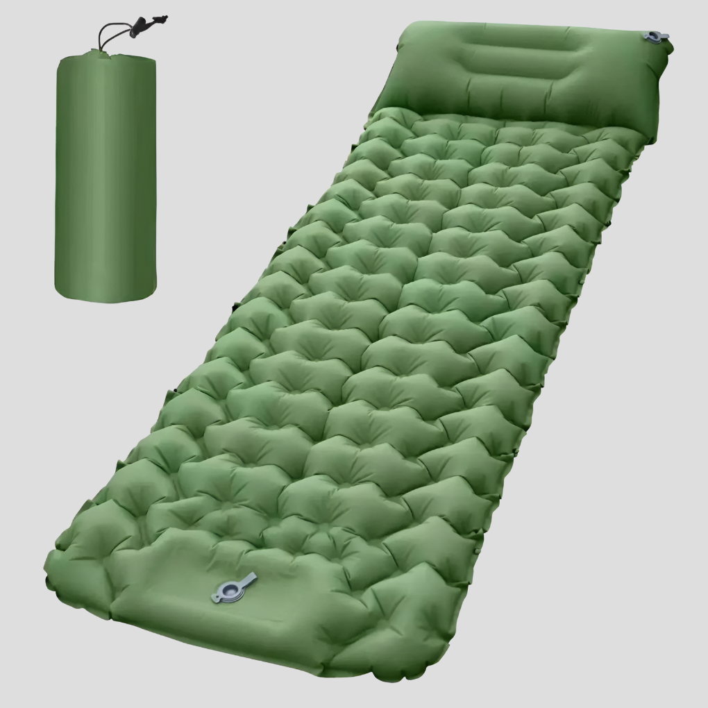 Inflatable mattress with built-in pillow