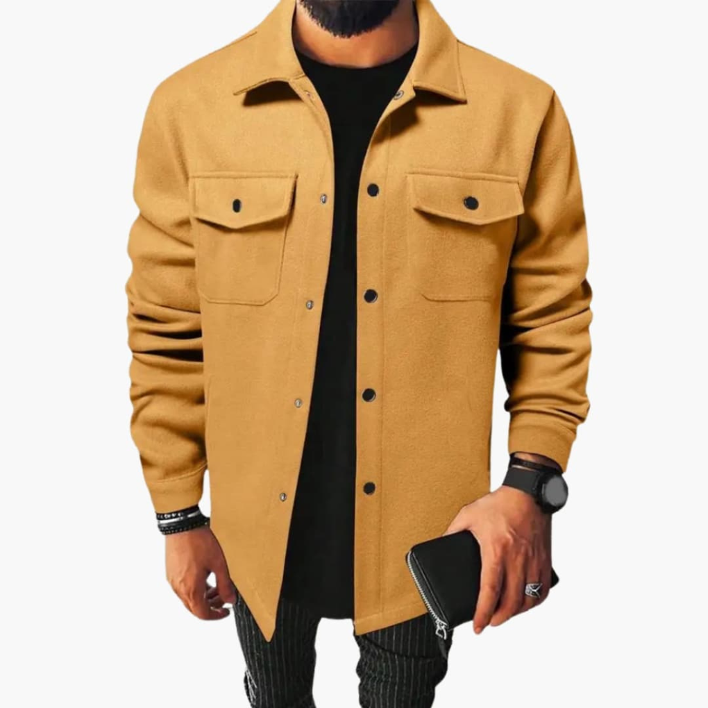 Men's Shirt Jacket with Button Closure