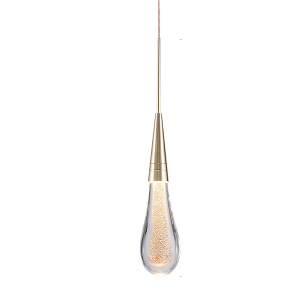 Elegante lámpara colgante dorada en forma de gota – Lujo para cualquier espacio