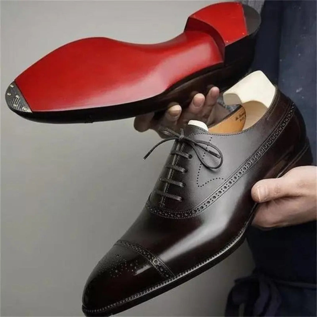 Polished Leather Brogue Oxford Shoes for Men