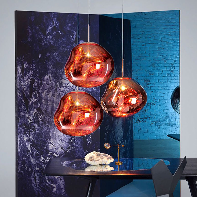 Sophie-Pendelleuchte aus silber-rotem Glas - Modernes Design