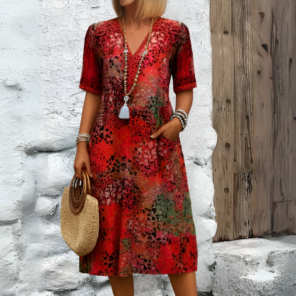 Soft V-neck Midi Dress for Women