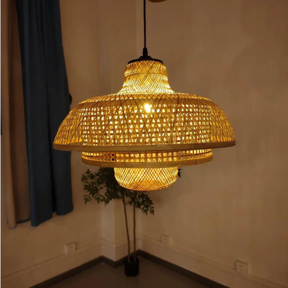 Lámpara colgante Vía Láctea – Diseño art déco de bambú