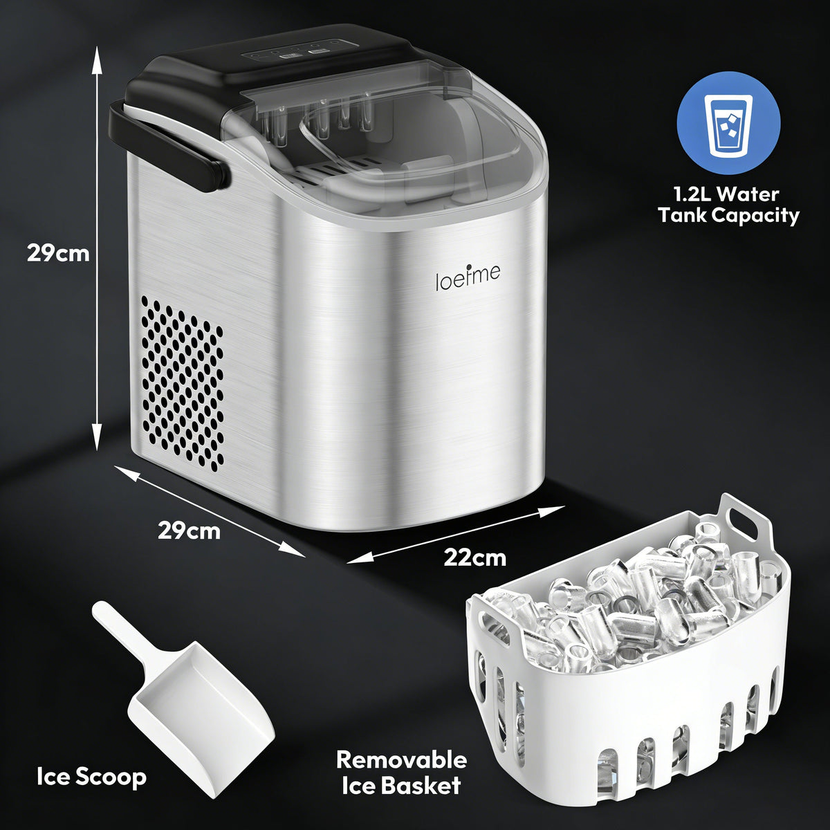 Portable Ice Cube Maker with Fast Ice Production and Convenient Carry Handle
