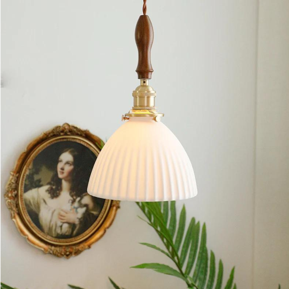 Lampada a sospensione vintage in ceramica - Il bagliore bianco