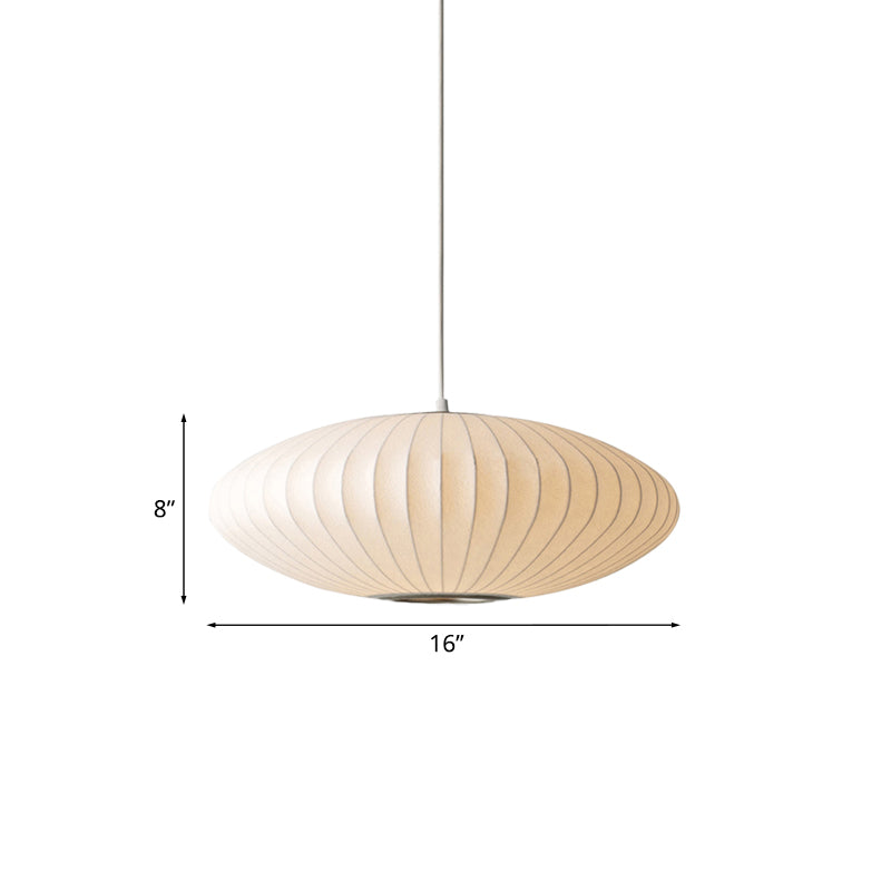 Modern Elegant Pendant Light in White with Fabric Shade - 1 Light Source