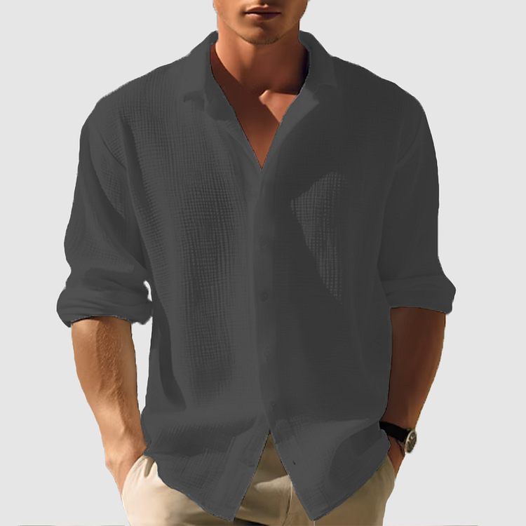 Camicia da uomo a maniche lunghe in materiale leggero e traspirante