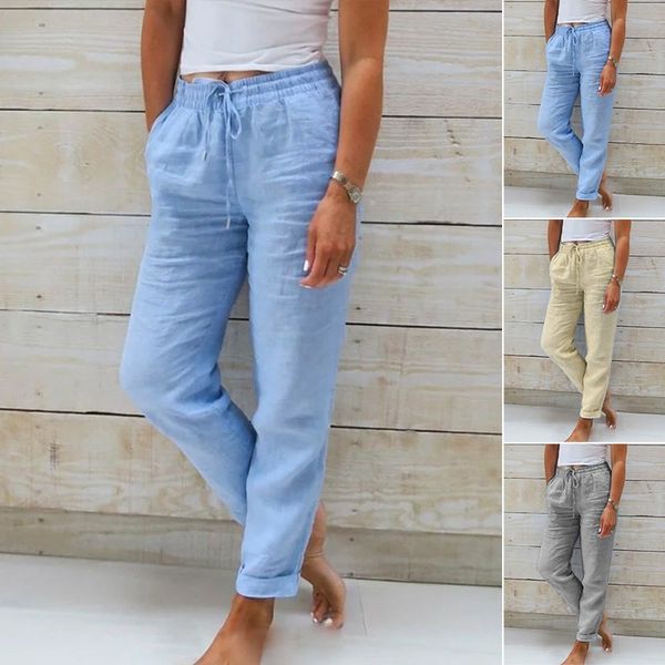 Linen Trousers for Women with Elastic Waist and Comfortable Fit