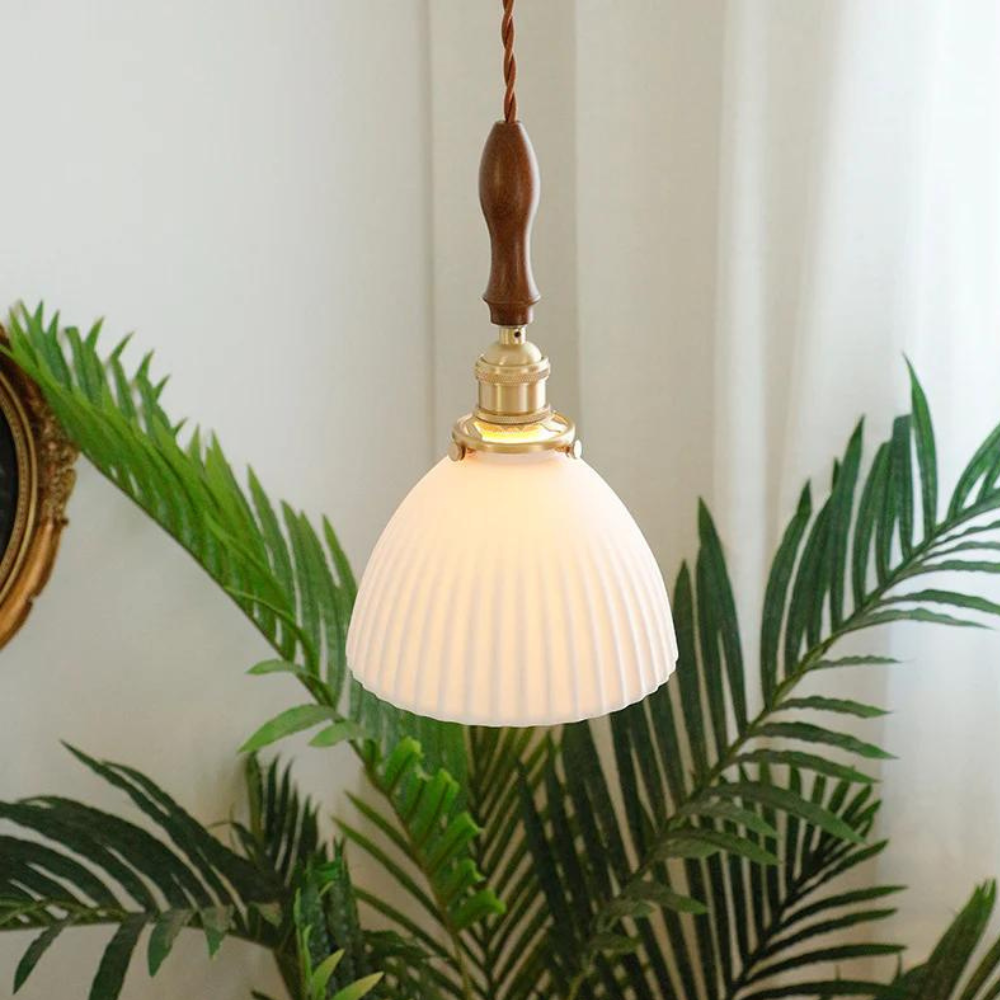 Lámpara colgante vintage de cerámica - El resplandor blanco