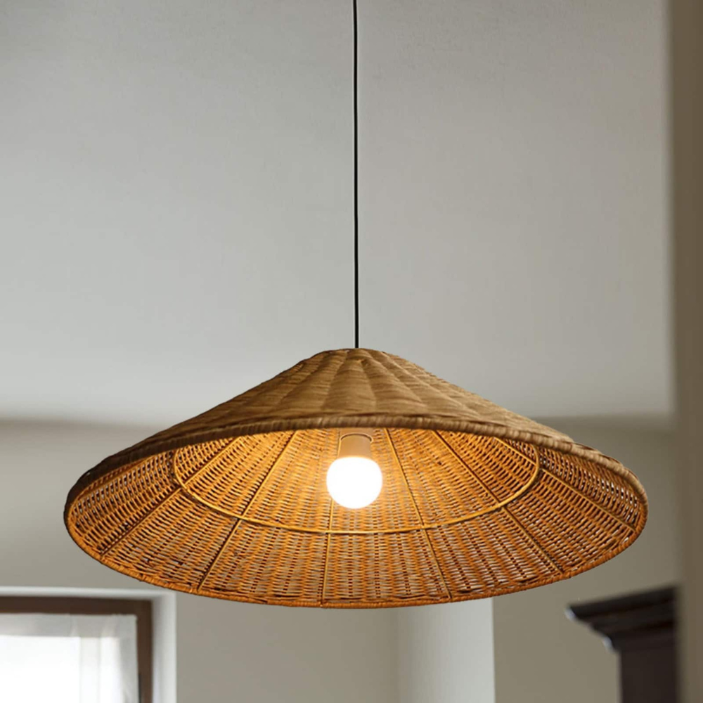 Lampada a sospensione vintage in rattan - Eleganza artigianale