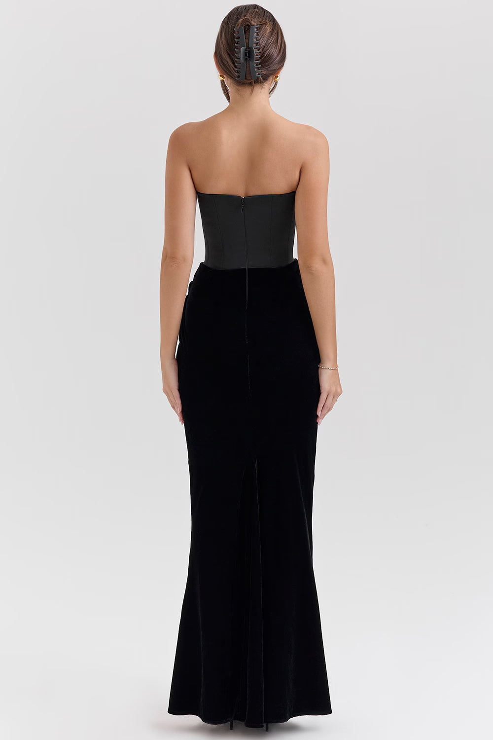 Ladies Elegant Strapless Maxi Dress with Long Skirt
