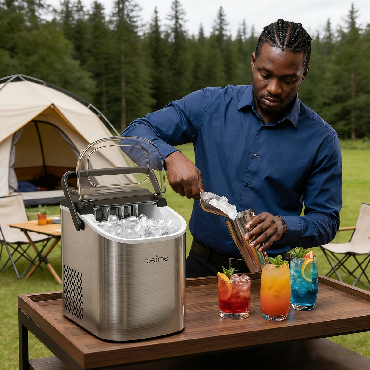 Portable Ice Cube Maker with Fast Ice Production and Convenient Carry Handle