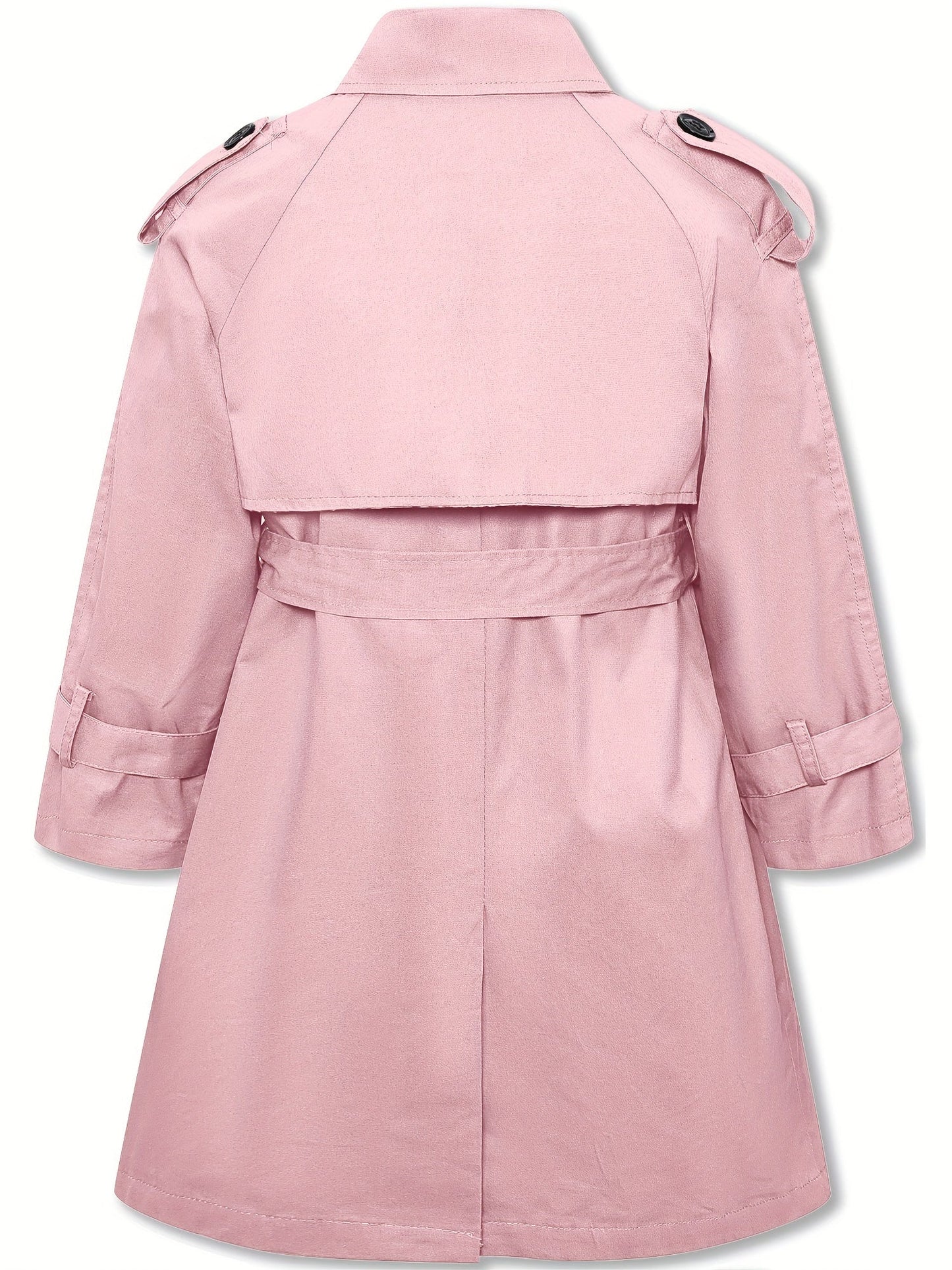 Girls' trench coat with classic button closure and collar tunic jacket with belt - Hanie