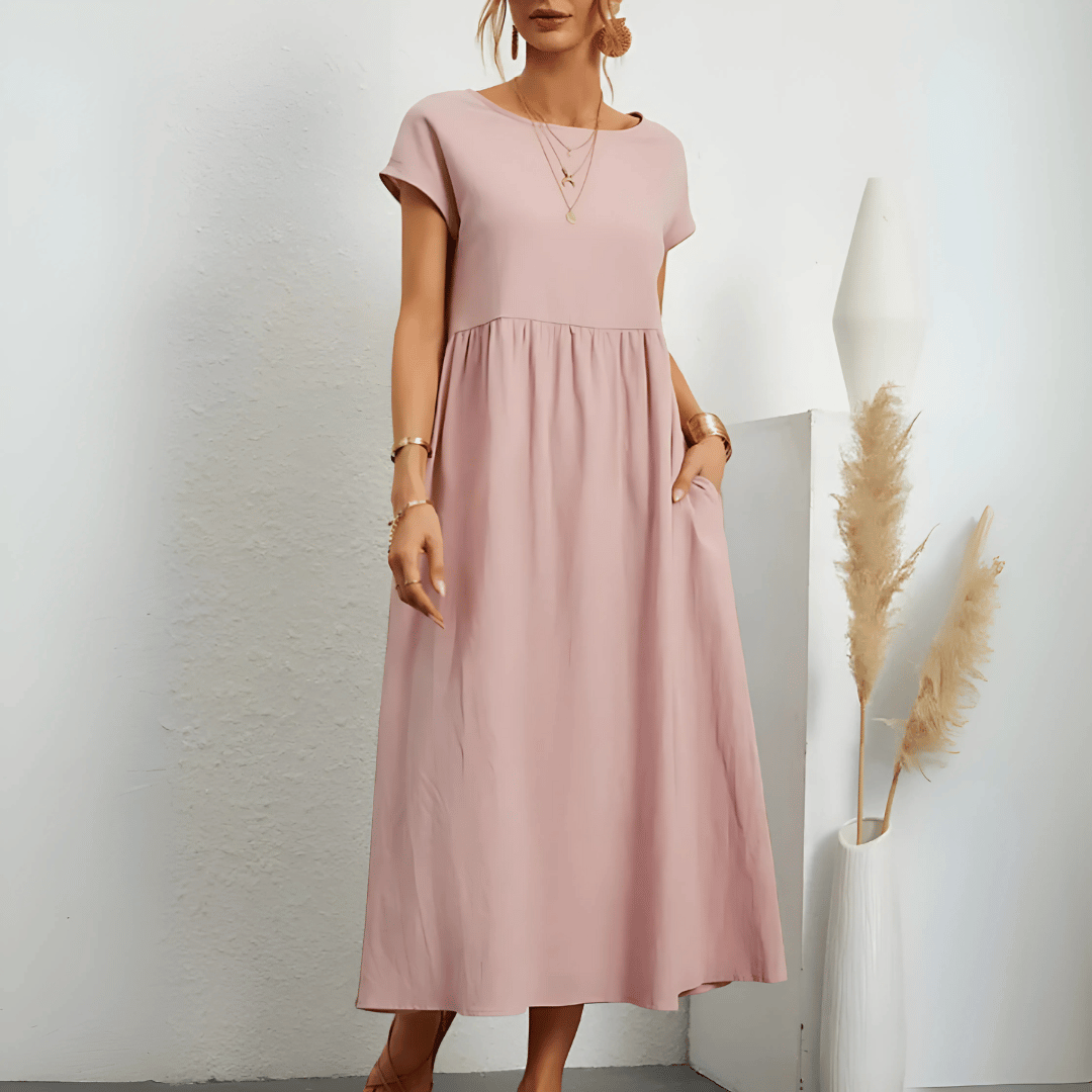 Vintage cotton and linen maxi dress for women