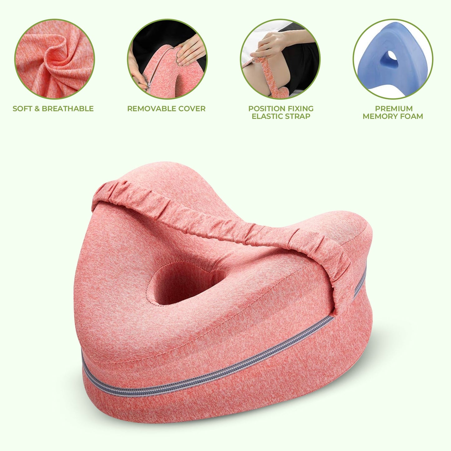 Knee Pillow Memory Foam - MEMORY FOAM - FOR BACK DISCOMFORT, SIDE SLEEPERS & PREGNANCY