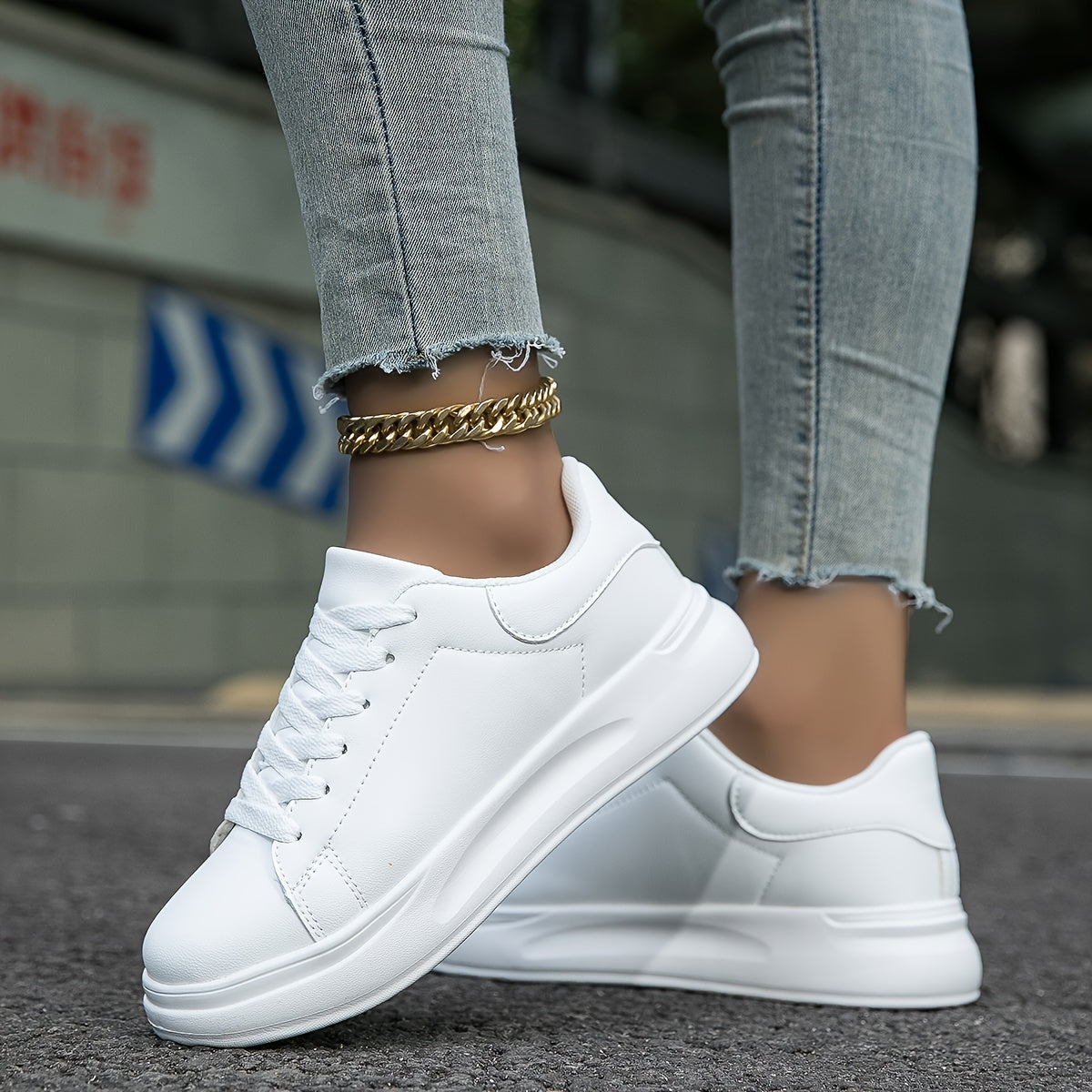 Leather sneakers ladies white - Light and comfortable