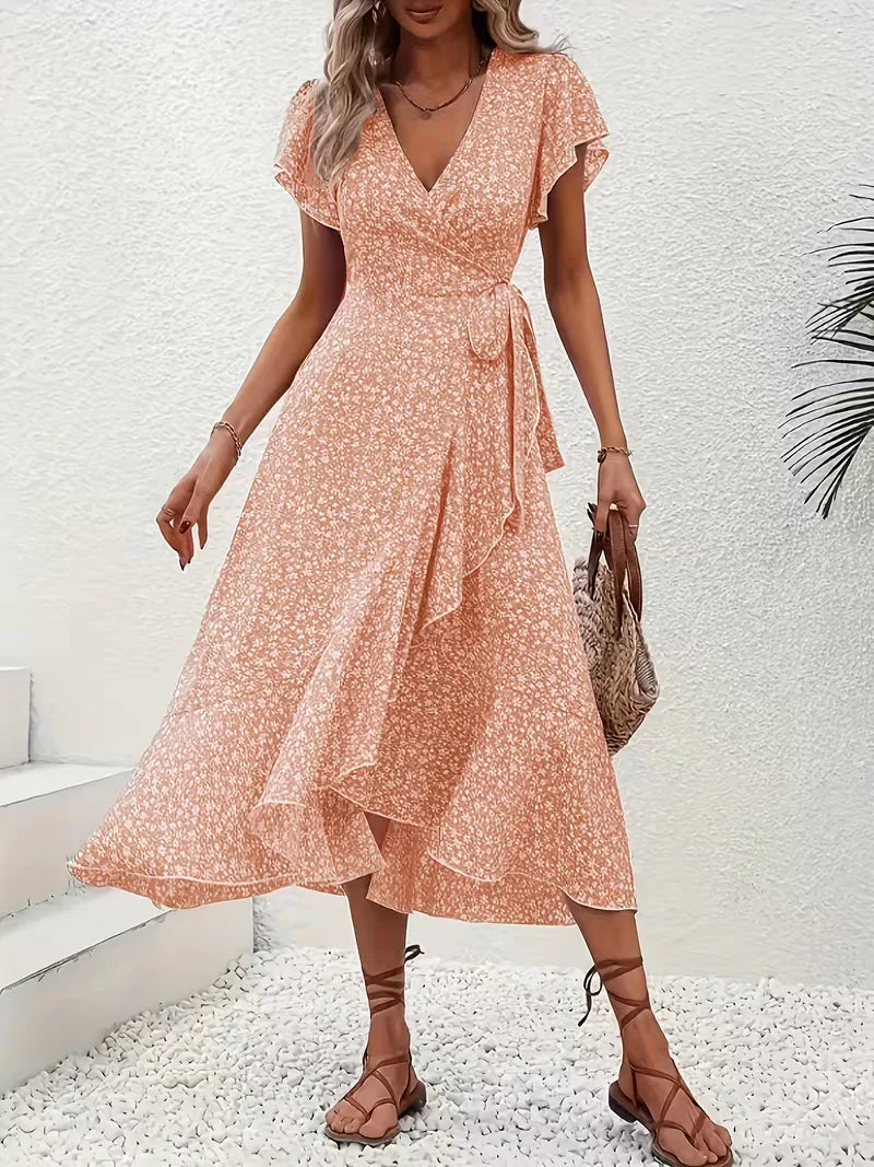 Robe portefeuille à fleurs