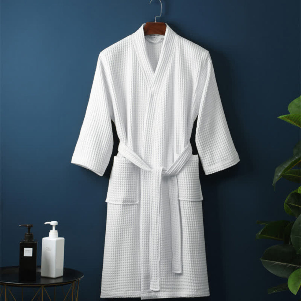 Lightweight Waffle Cotton Bathrobe for Couples